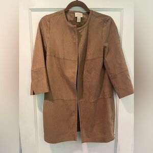 Chico’s Western Tan Faux Suede Jacket Designer Size 0, Size Small or 4